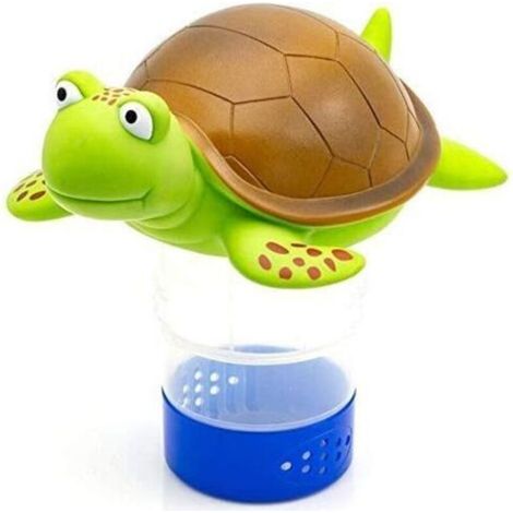 Distributeur de chlore flottant pour animaux de qualité supérieure pour tablettes chimiques compatible avec les onglets de 7,6 cm support de brome (tortue)