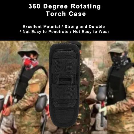 Support de Poche de Torche en Nylon Rotatif à 360 Degrés pour Survie en Extérieur Camping Randonnée Noir (1/4)
