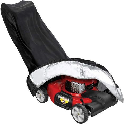 Waterproof and Dustproof Lawn Mower Cover in 210D Polyester with Drawstring and Storage Bag (125 x 76 x 44 inches) - Black (1/5)