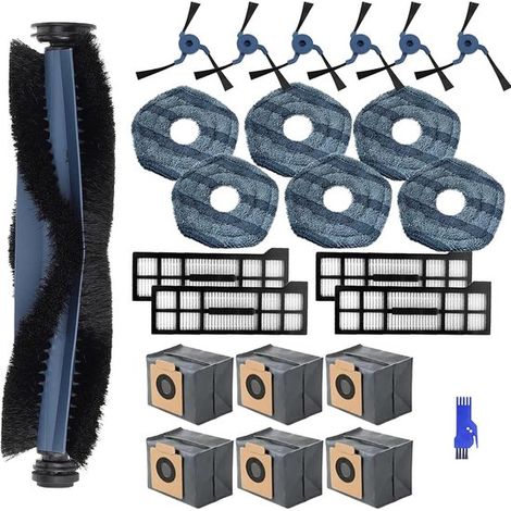 Adecuado para repuestos de aspiradora robot Eufy X10 Pro Omni,24 piezas de repuesto,que incluyen 6 bolsas para polvo,1 cepillo principal,6 mopas (1/2)