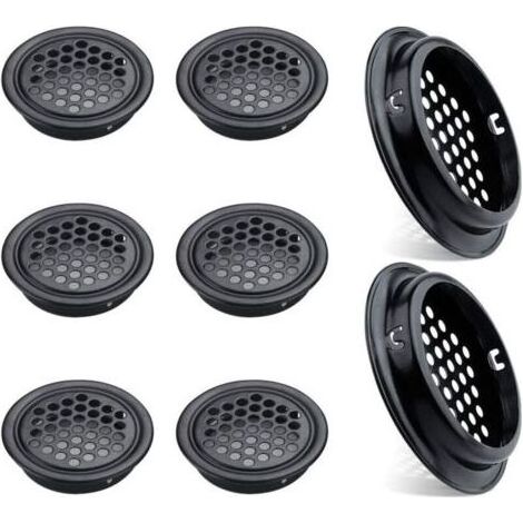 Pair Lntyq Lot de 8 Grilles d'aération Rondes en Acier Inoxydable pour Cuisine Meubles Bouche aération INOX(53mm Noir) (1/5)