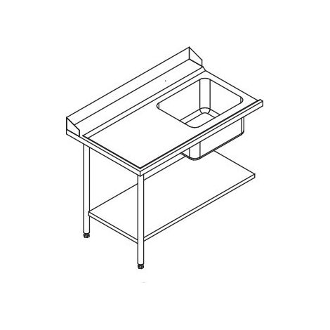Table de Prélavage Lave-Vaisselle à Capot - Accrochage à Gauche - L 1200 mm - Elettrobar (1/4)