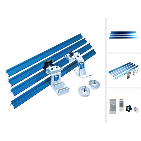 Kit de rails de guidage KREG Trak & Stop – 4 rails aluminium anodisé 610 mm – Butées réglables pour sciage précis – Ruban auto-adhésif 3,66 m