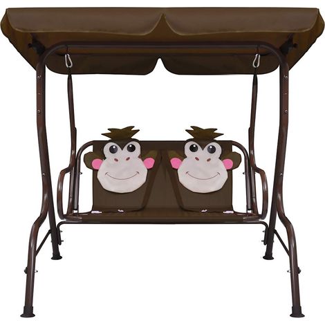 vidaXL Schaukelstuhl für Kinder Braun 115x75x110 cm Stoff