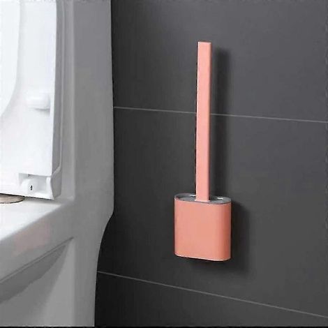 Ensemble de brosses de toilette en silicone rose, à fixer au mur-AquaForge (1/5)