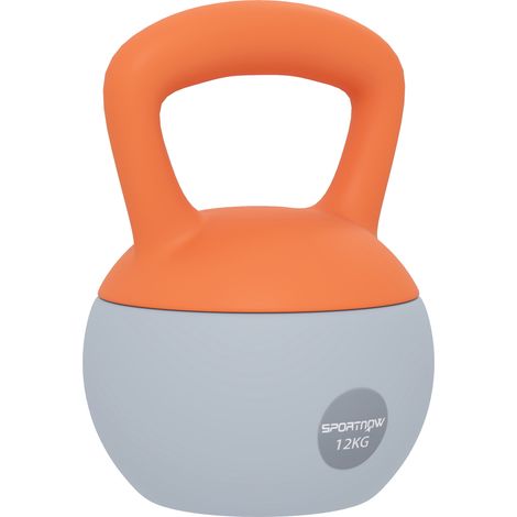 12KG Soft Kettlebell-Kettlebell with Non-Slip Handle for Home Gym-Weight Lifting-Strength Training-Orange/Grey (1/5)