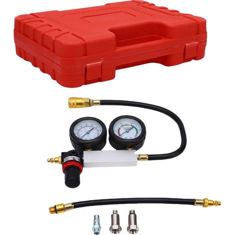 Détecteur de fuite cylindre avec 2 bougies d'allumage testeur de perte de compression double manomètre pour entretien auto camion (1/5)