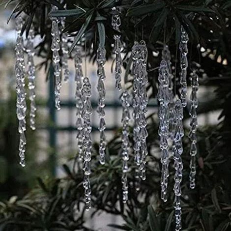 Guirlande De Glace Acrylique - Décoration Arbre De Noël - 12 Pièces - 17 Cm De Longueur - Blanc (1/5)