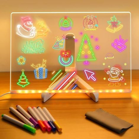 Ecleanfy - Tableau d'affichage à LED avec couleurs,tableau à message en acrylique lumineux à DEL 7 couleurs avec stylo/support (1/5)