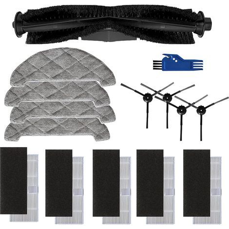 Kit de accesorios para el robot aspirador Ultenic D5s Pro: 4 cepillos laterales, 1 cepillo giratorio, 4 paños de limpieza, 5 filtros. (1/5)