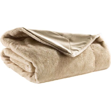 VIVARAISE - Plaid décoratif Liwen en fausse fourrure polyester naturel - 140 x 180 cm (1/5)