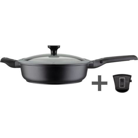 Sartén de 28 cm Easy Click en aluminio y plástico con tapa de vidrio - GSW - 167833 - Negro (1/5)