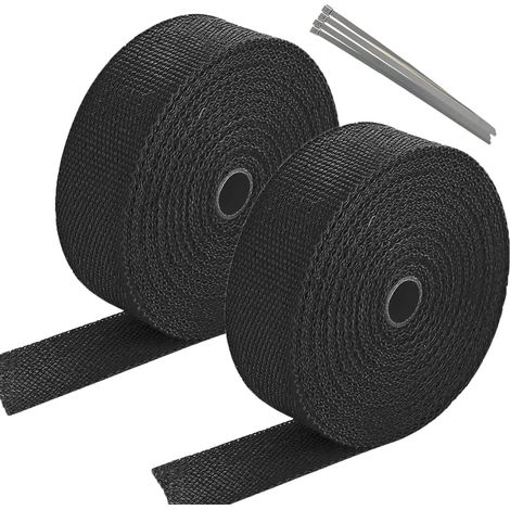 Ruban Isolant Thermique Titane 2 Rouleaux de 10 m, Colliers de Serrage Autobloquants Noirs, pour Tuyau et Collecteur d'Échappement Moto et Voiture (1/5)