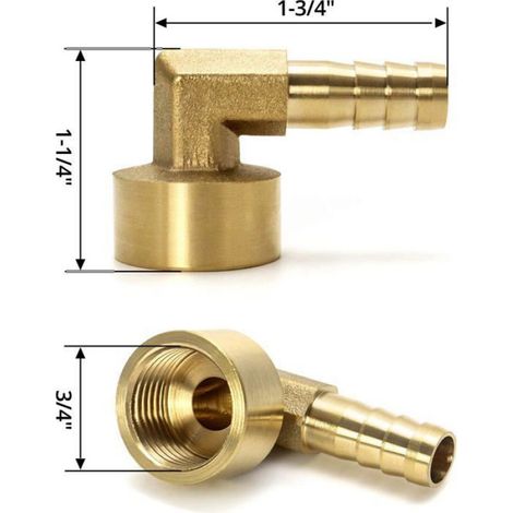 Raccord Ailettes - Coude 90 Degres En Laiton - Pour Tuyaux Air Eau Carburant Huile Gaz Inerte - 10 Mm X Filetage G1/2 - 2 Unites (1/5)
