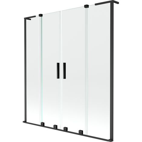 Mexen Velar L Duo Badewannenfaltwand 2-flügelig zum Schieben 150 x 150 cm, transparent, schwarz - 896-150-003-02-70 (1/2)
