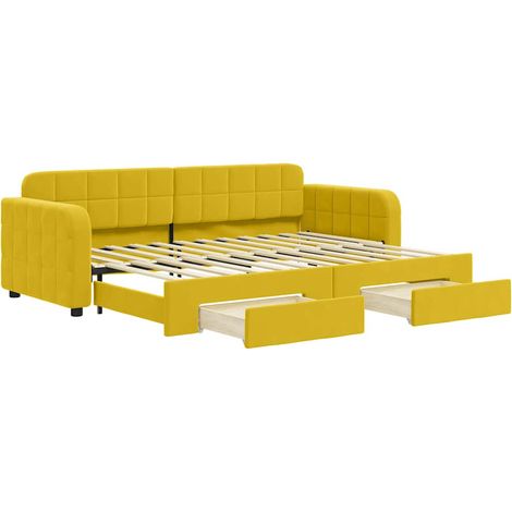 Maison Exclusive - Divano Letto Estraibile con Cassetti Giallo 80x200cm in Velluto