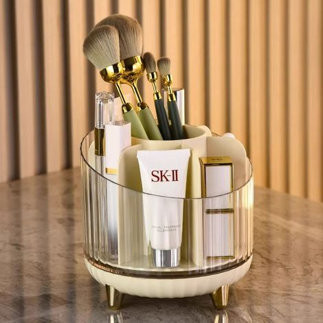 Boîte de rangement cosmétique rotative à six compartiments (1/5)