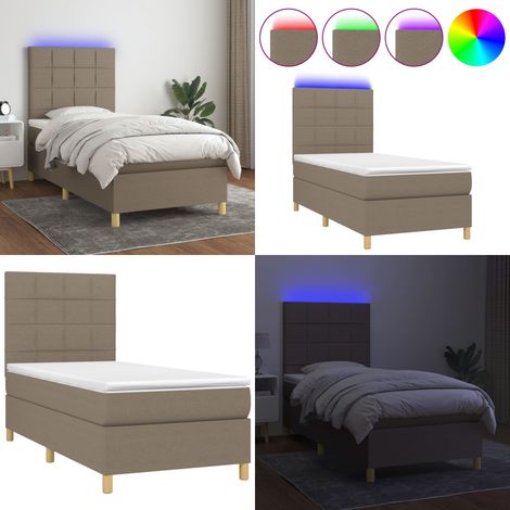 Boxspringbett mit Matratze & LED Taupe 80x200 cm Stoff - Boxspringbett - Boxspringbetten - Home & Living (1/5)
