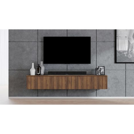 AX LIVING TV Board Loriano 200 cm – Hängendes Lowboard Nussbaum Warmia