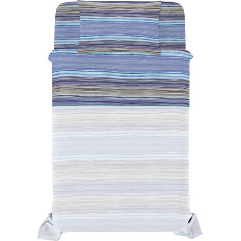 Set Lenzuola Singolo con Stampa Sopra Sotto e Federa Linea River Rio Blue (1/5)