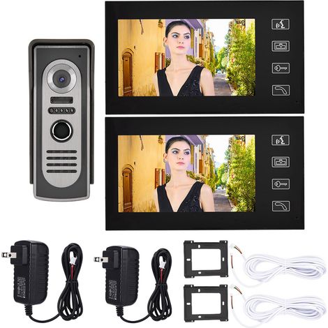 Kit visiophone filaire 7 pouces LCD, sonnette vidéo intelligente avec vision nocturne pour maison, écran couleur, prise US (1/5)