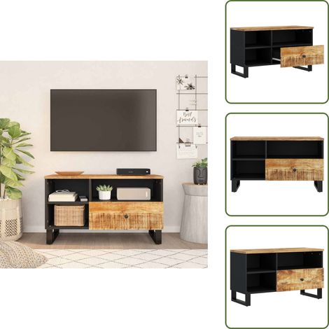 The Living Store TV-Schrank 80x33x46 cm Massivholz Mango & Holzwerkstoff - Massivholz (1/5)
