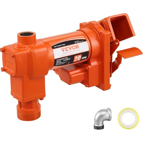 Pompe Transfert Carburant 12 V CC 75,7 L/min 1/4 CV Pompe d'Extraction Essence Haut Débit avec Boîte Récupération Carburant pour Mélange d'Essence, Diesel, Kérosène, Éthanol, Méthanol, Biodiesel (1/5)