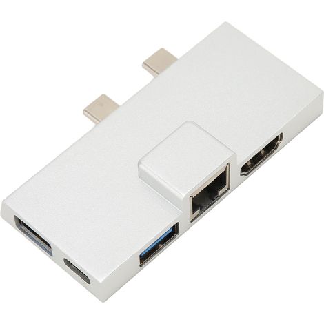 Hub USB C 7 Ports Double USB C, Compatible Surface Pro 8 9 X, Transfert 5Gbps Plug and Play, Hub USB C Professionnel (1/5)