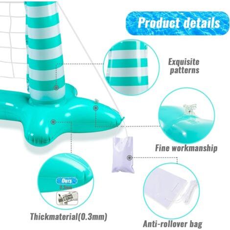 Gonflable Volleyball Piscine Basketball Piscine Gonflable Piscine Toy Volleyball Filet pour Piscine Basketball Hoop Sports Nautiques Sports Été Jouets pour Enfants et Adultes (1/4)