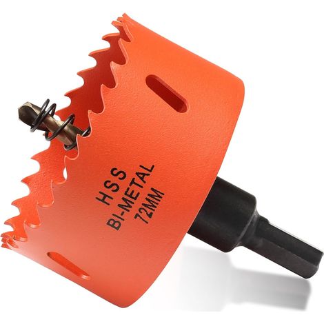 Bi-Metal Hole Saw 72 mm, Drill Bit for Wood and Metal, Round Drill Bit, Cutting Depth 35 mm for Steel, Cast Iron, Aluminum, Drywall, Plywood and Acrylic (1/5)