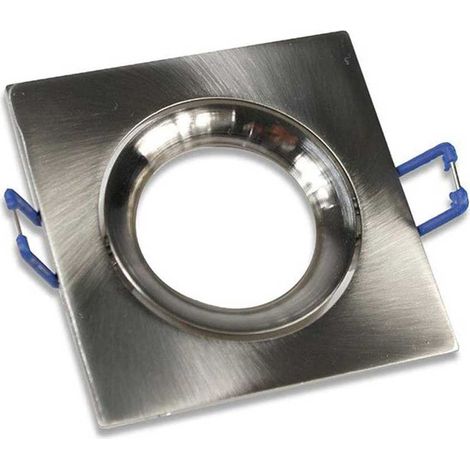 Porta faretto ad incasso quadrato acciaio orientabile per controsoffittatura supporto portafaretto con molle foro 75 mm Argento (1/2)