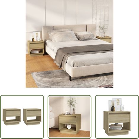 Nachttische - Nachttische 2 Stk. Sonoma-Eiche 45x34x44 cm Holzwerkstoff (1/5)