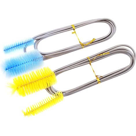 Lot de 2 brosses de nettoyage pour aquarium flexible 155 cm pour filtre à eau tuyau d'air en acier inoxydable double face (1/5)