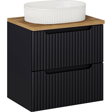 Mobile bagno con lavabo Riva nero e marrone 60cm (1/5)