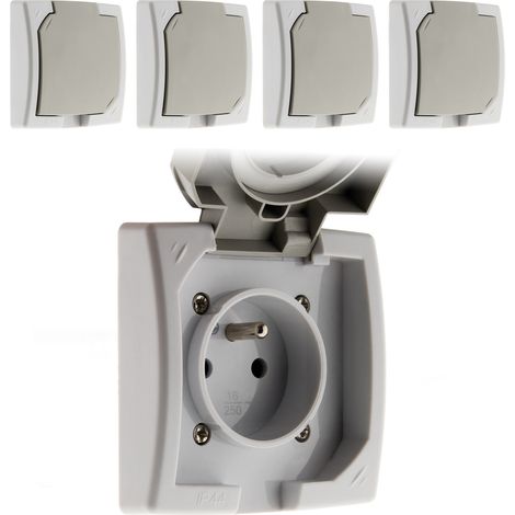 Lot de 5 prises 16A 2P+T encastrables IP44 pour extérieur – Protection étanche – Fixation vis et griffes – Bornes automatiques – Tamaris