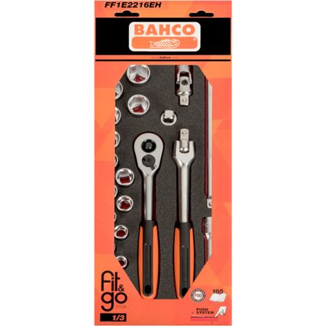 Bahco Fit&Go 1/3 Schaumstoffeinlage 1/2-Knarren- und Zubehör - 24-tlg. (1/3)