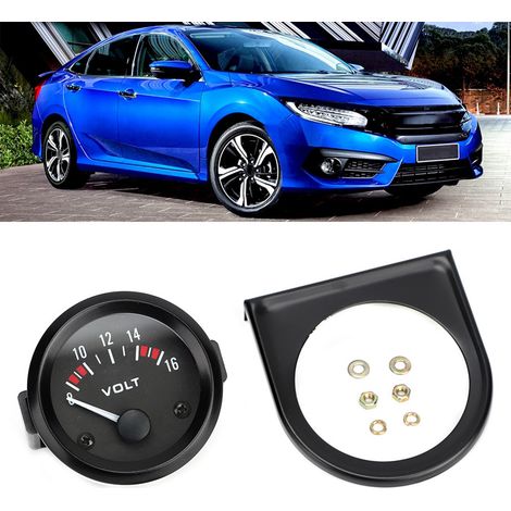 Voltmètre Universel 12V pour Voiture 52mm Jauge de Tension 8-16V Indicateur de Batterie