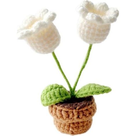 Tulipe Tricotée À La Main - Fleur Artificielle En Pot - Décoration Intérieure Et Table - 1 Pièce (1/4)