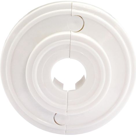 Rosace de finition blanche Ø14 mm pour tuyaux de chauffage, cache tuyau radiateur, plomberie, coffrage, eau sanitaire, installation facile et esthétique (1/5)