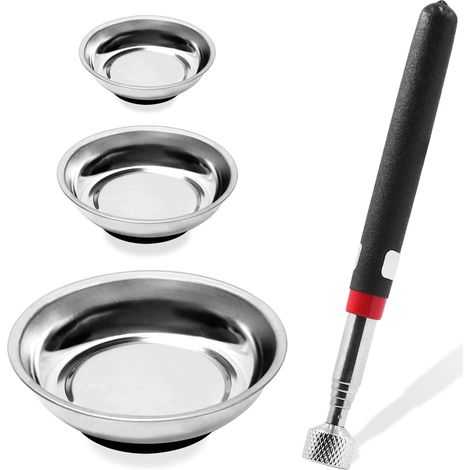 Set mit 4 magnetischen Werkzeugablagen inklusive magnetischem Aufnahmewerkzeug, 7,6 cm, 10,2 cm, 15,2 cm, Schraube, Metallteile (1/5)