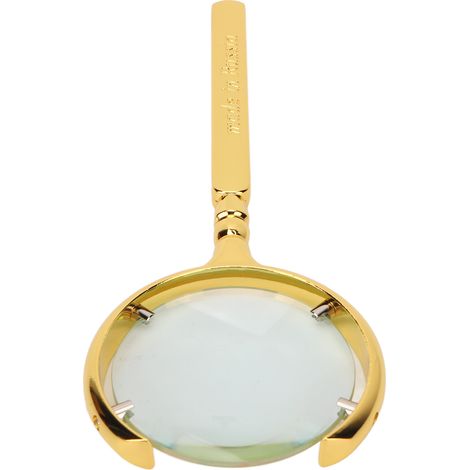 Loupe de Lecture 8X en Forme de Lune avec Manche Ergonomique en Métal Doré pour Seniors et Malvoyants (1/5)