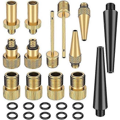 Adaptateur de pompe à air de couleur dorée pour le raccordement des valves et des accessoires de gonflage.-AquaForge (1/3)