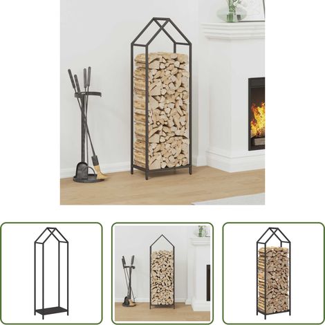 vidaXL Stockage bois de chauffage - Portant de bois chauffage noir 40x25x120 cm (1/5)