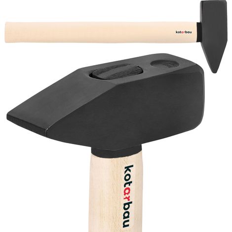 KOTARBAU® Marteau - Acier - 3 kg - Massette - Masse Outil - 50 cm - Marteau Forgeron - Masse pour Fendre le Bois - Noir Naturel - avec Manche en Bois - Ergonomique (1/5)