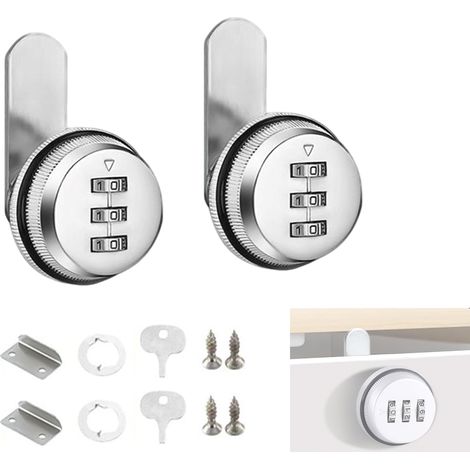2 Pièces Cabinet Code Lock, Serrure de Boîte à 3 Chiffres, pour Tiroir Casier Placard et Porte (1/5)