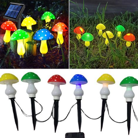 Toivize-Guirlande Champignons LED - Solaire - Étanche IP66 - Lot de 6 Multicolores Déco Jardin Extérieur (1/5)