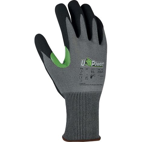 U-Power Jasper Guanti Lavoro HPPE Antitaglio D Grigio 10/XL