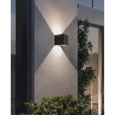 TRADE SHOP - Applique Da Parete Nero 22 Watt Per Esterno Doppia Emissione Luminosa Ip65 Es66 - -Bianco Naturale      -