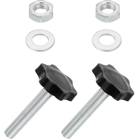 2Pcs Boutons Étoile M8 x 45mm, Poignée de Serrage Hexagonale en Plastique avec Vis de Serrage, Poignée de Remplacement avec Rondelle et Écrou pour Remplacement de Base de Parasol (1/5)