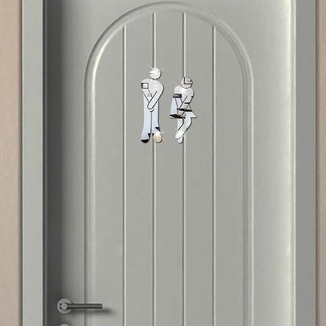 Stickers miroirs figures WC homme - femme - Autocollants stickers adhésifs effet miroir (1/5)